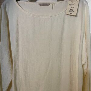 Soft Surroundings Womens Gauze Pullover Blouse Natural Color Size M (10-12) NWT